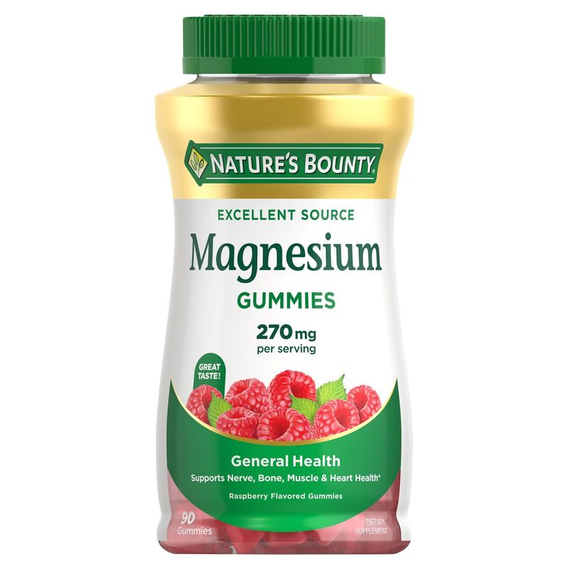 Nature's Bounty Magnesium Raspberry Flavored Gummies Dietary Supplement, 90 count