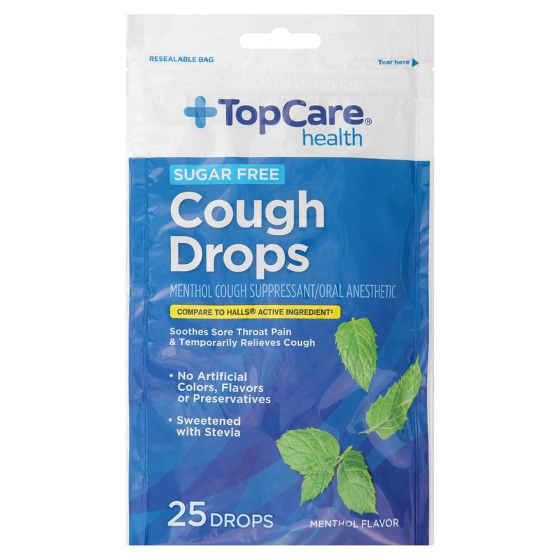 TopCare Health Sugar Free Menthol Flavor Cough Drops, 25 count