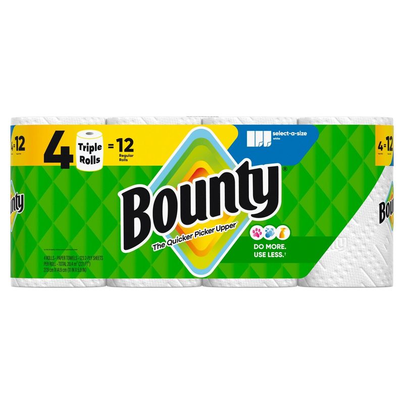 Bounty Triple Paper Towel Rolls, 4 count