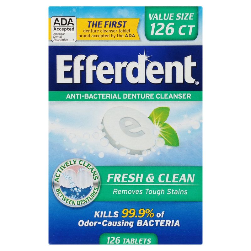 Efferdent Fresh &amp; Clean Anti-Bacterial Denture Cleanser Tablets Value Size, 126 count