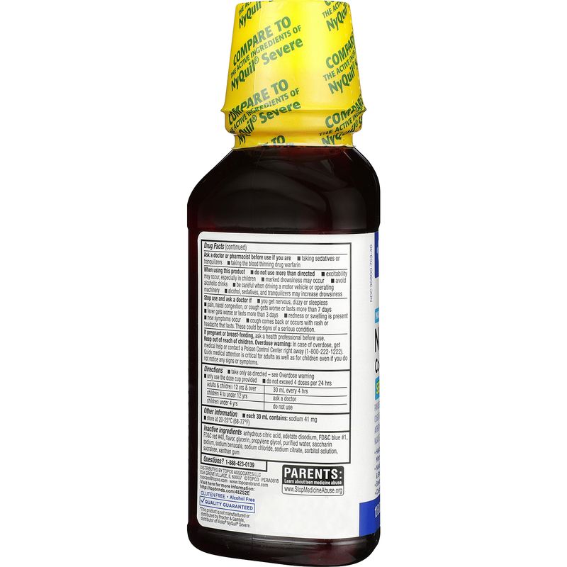 TopCare Nighttime Severe Cold &amp; Flu Liquid, 12 oz