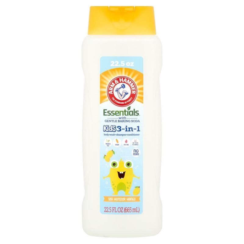 Arm &amp; Hammer Essentials Sea Monster Mango Kids 3-in-1 Body Wash+Shampoo+Conditioner, 22.5 fl oz