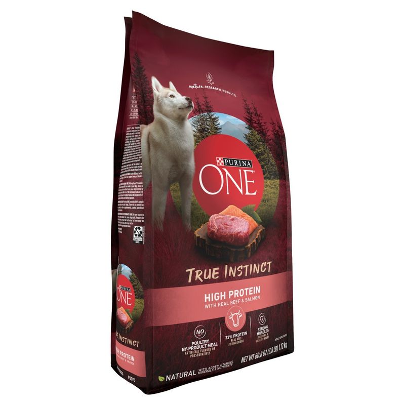 Purina ONE True Instinct High Protein with Real Beef and Salmon Adult Dog Food, 60.8 oz
