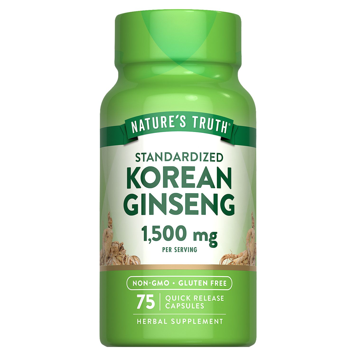 Nature's Truth Standardized Korean Ginseng Herbal Supplement, 1,500 mg, 75 count