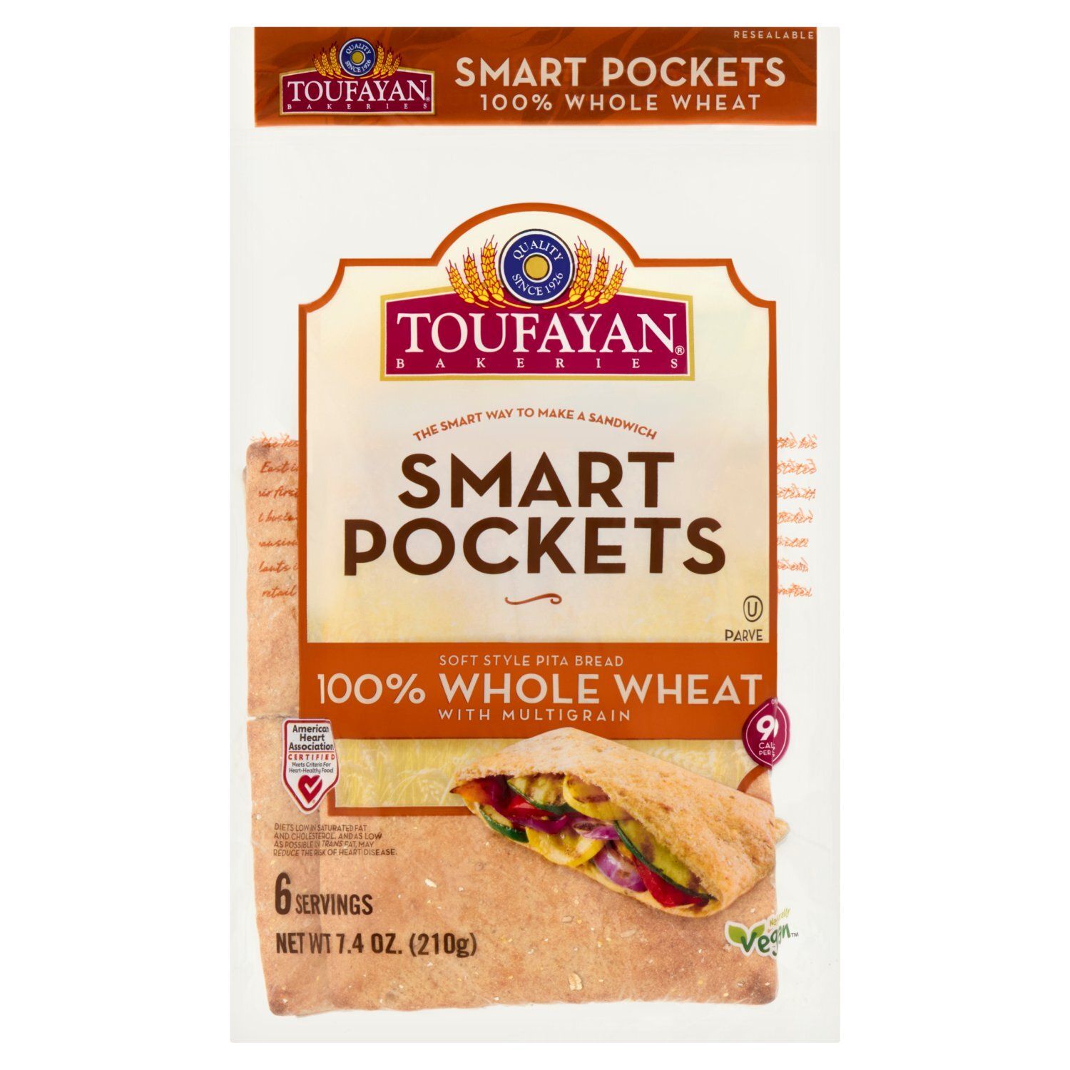 Toufayan Bakeries 100% Whole Wheat Smart Pockets, 7.4 oz