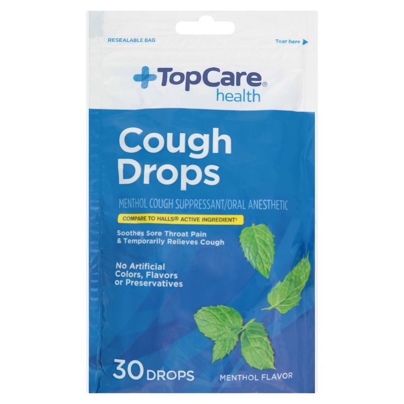 TopCare Health Menthol Flavor Cough Drops, 30 count