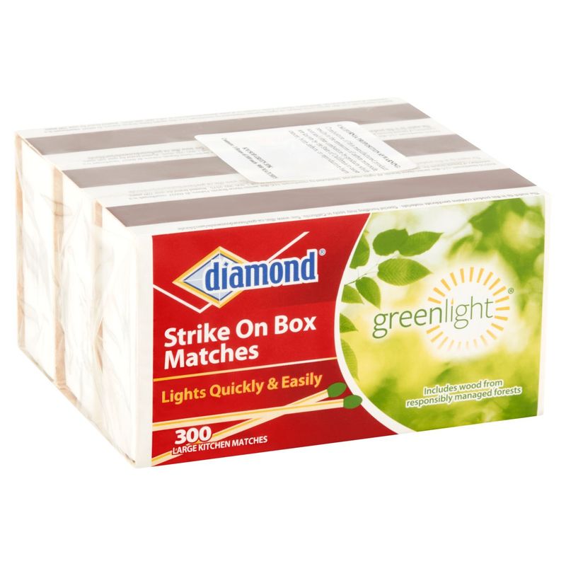 Diamond Greenlight Large Kitchen Strike on Box Matches, 300 count, 3 pack