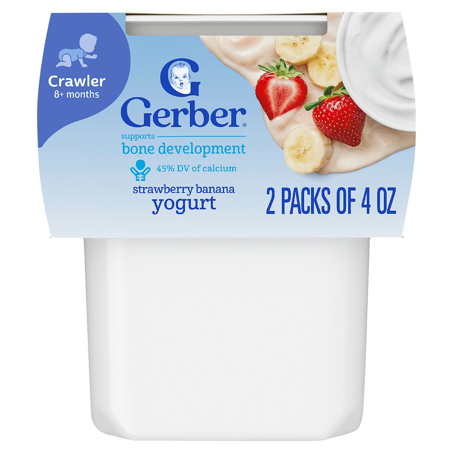 Gerber Strawberry Banana Yogurt Baby Food, Crawler 8+ months, 4 oz, 2 count