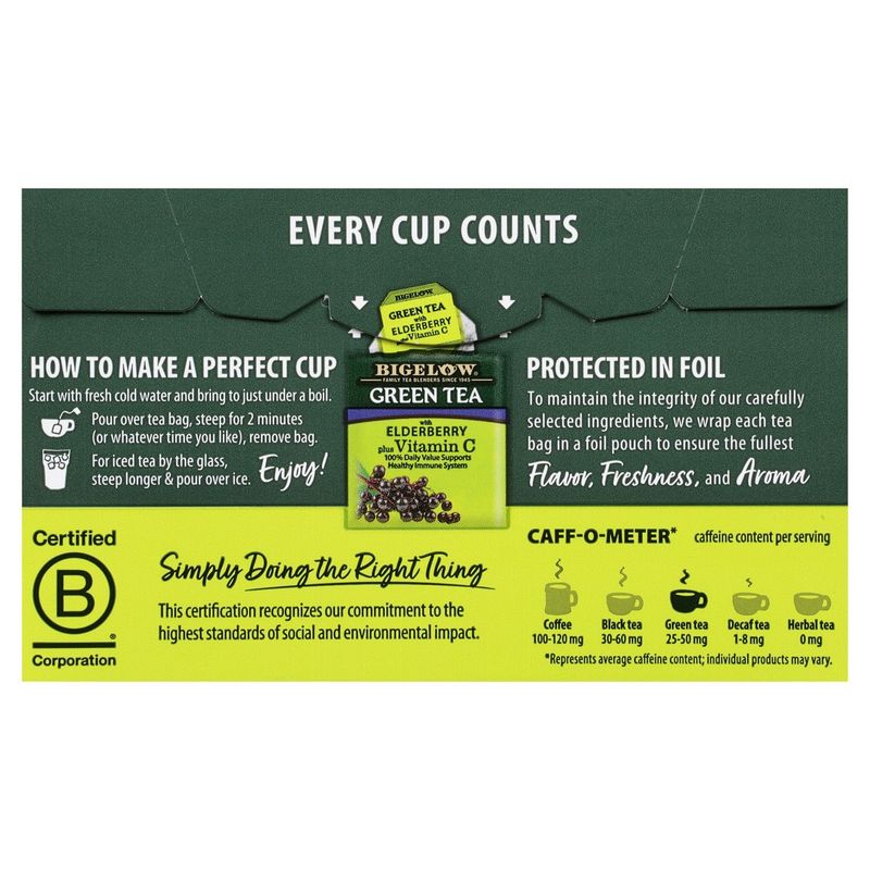 Bigelow Green with Elderberry Tea Bags, 18 count, .90 oz