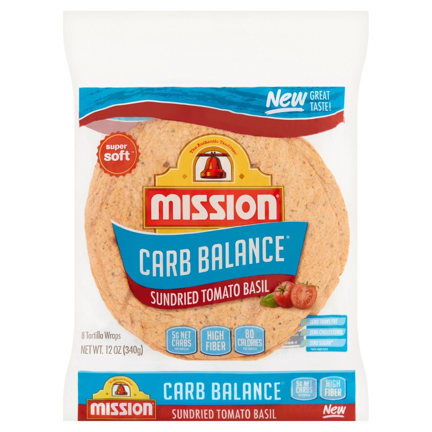 Mission Carb Balance Sundried Tomato Basil Tortilla Wraps, 8 count, 12 oz