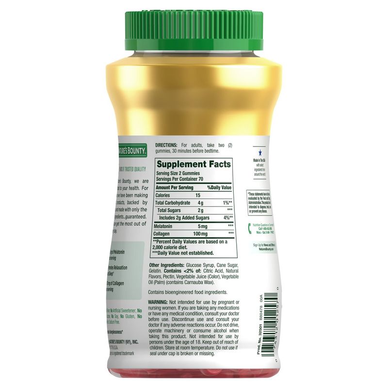 Nature's Bounty Sleep &amp; Collagen Berry Flavored Gummies Dietary Supplement, 140 count