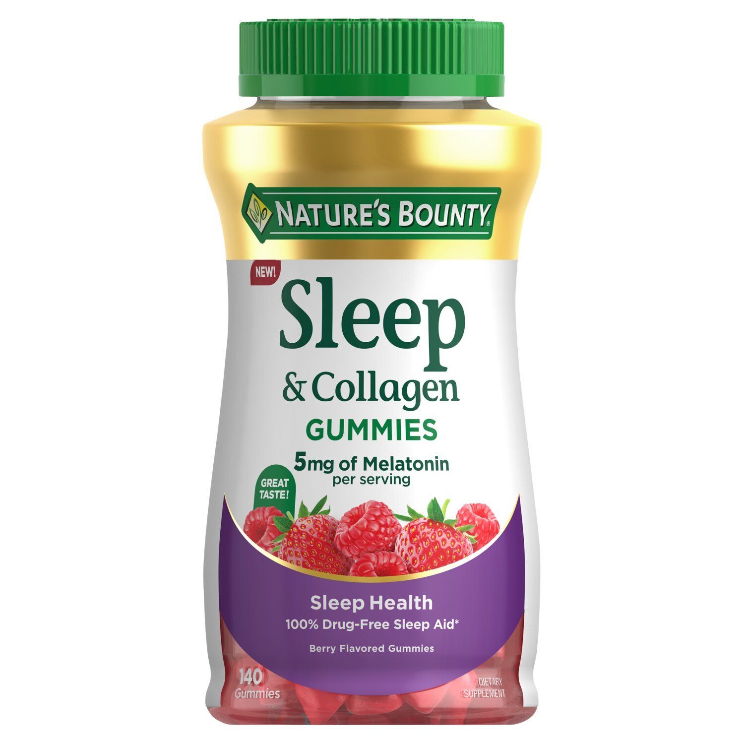 Nature's Bounty Sleep &amp; Collagen Berry Flavored Gummies Dietary Supplement, 140 count