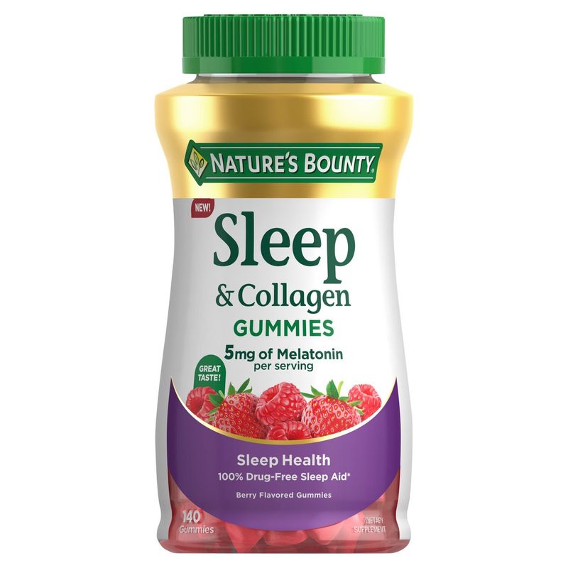Nature's Bounty Sleep &amp; Collagen Berry Flavored Gummies Dietary Supplement, 140 count