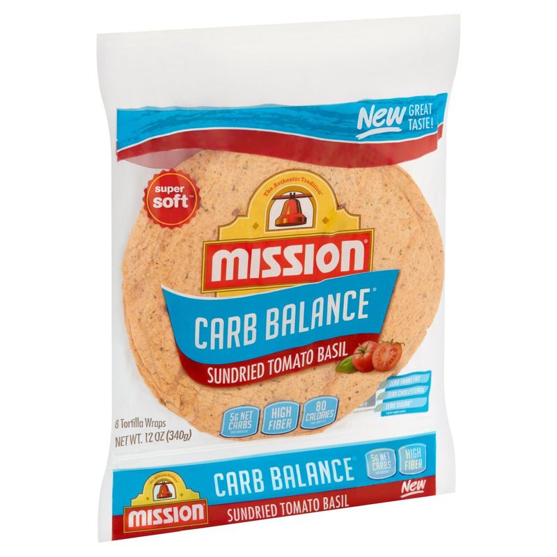 Mission Carb Balance Sundried Tomato Basil Tortilla Wraps, 8 count, 12 oz