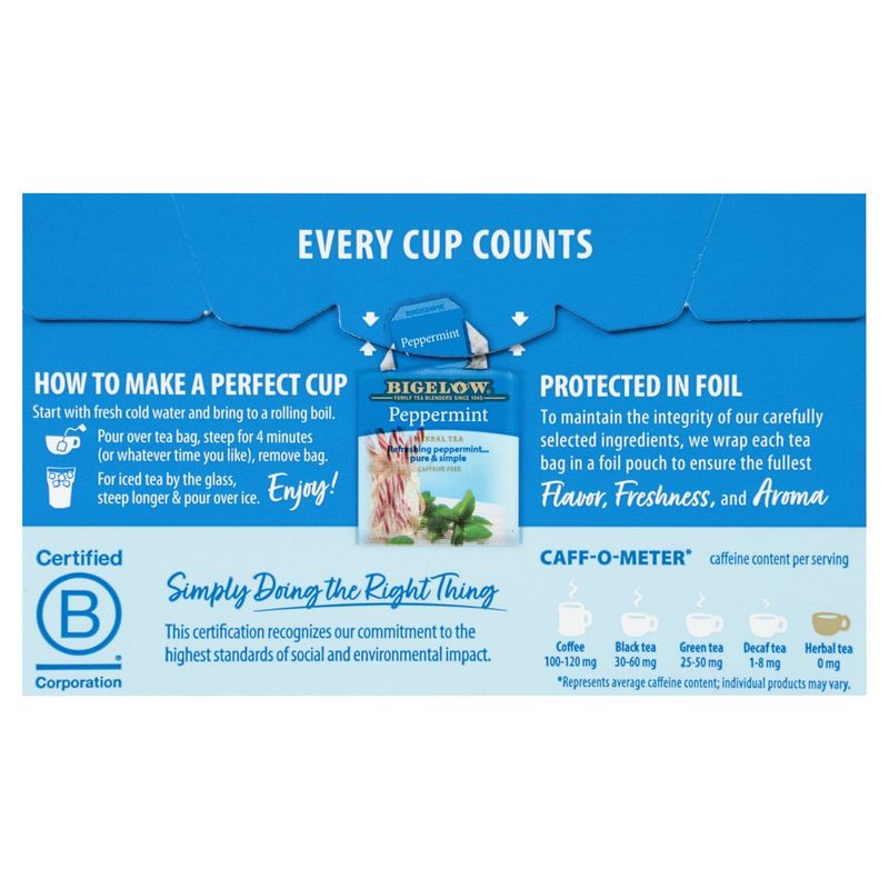 Bigelow Peppermint Herbal Tea Bags, 20 count, .91 oz