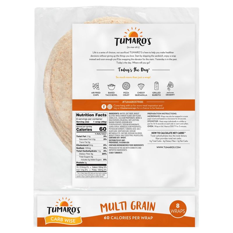 Tumaro's Carb Wise Multi Grain Wraps, 8 count, 11.2 oz