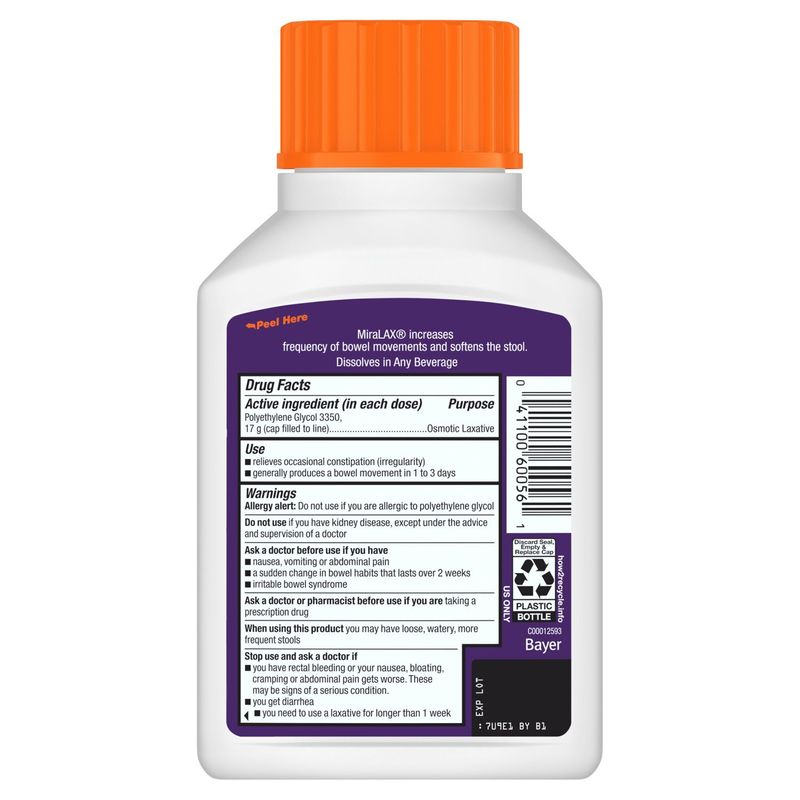 MiraLAX Orange Flavor Powder Laxative, 8.3 oz