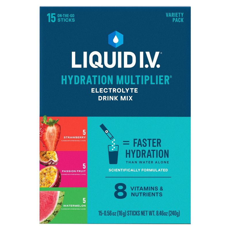 Liquid I.V. Hydration Multiplier Electrolyte Drink Mix Variety Pack, 0.56 oz, 15 count