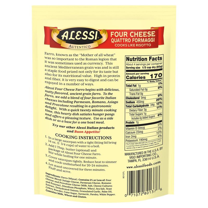 Alessi Four Cheese Quattro Formaggi Farro, 7 oz