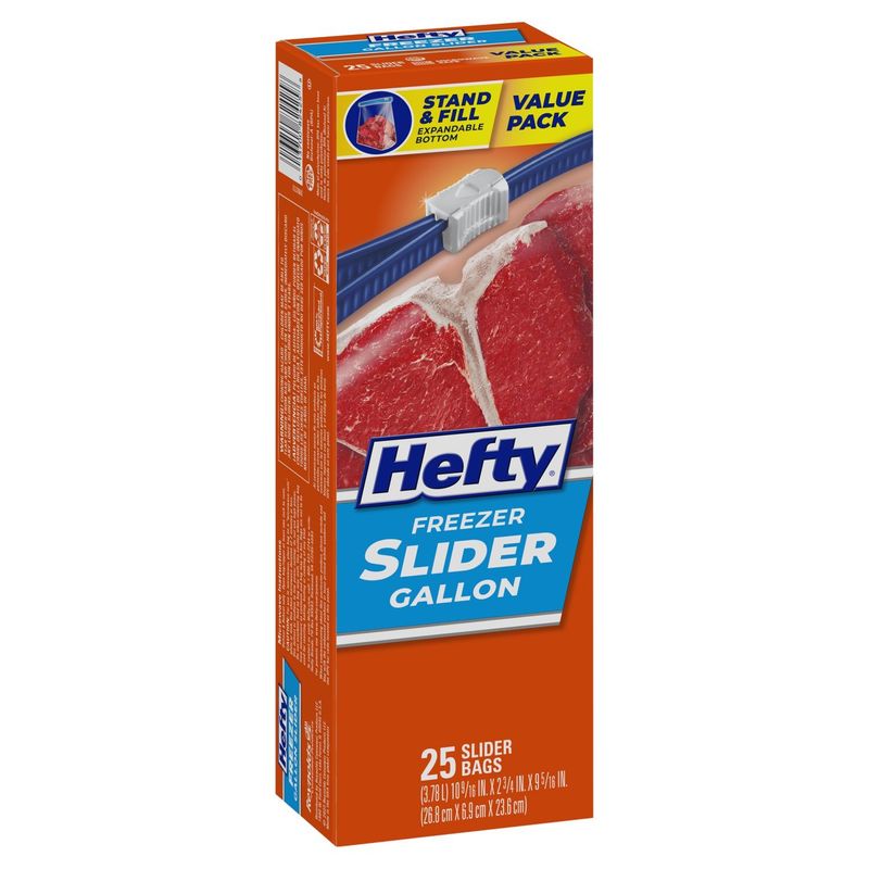 Hefty Gallon Freezer Slider Bags Value Pack, 25 count