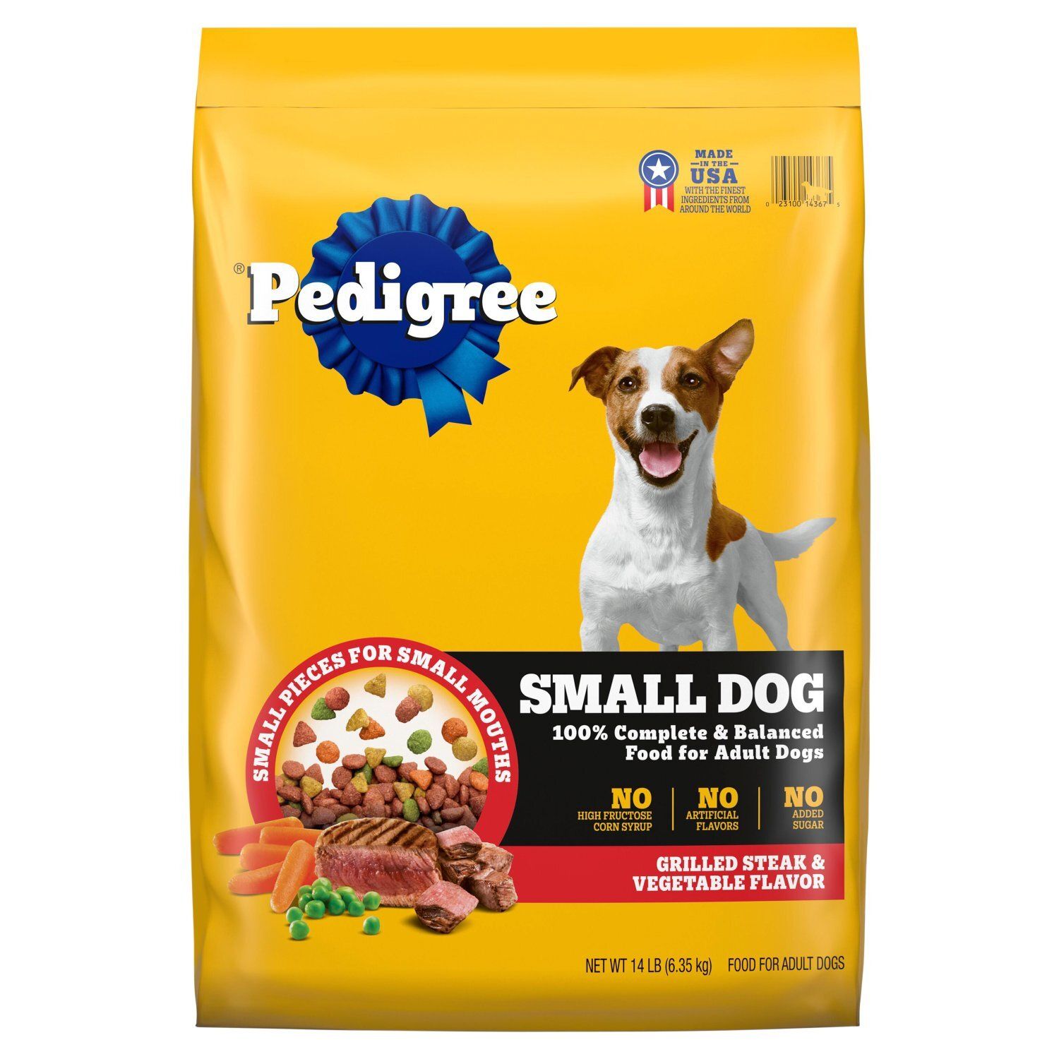 Pedigree Grilled Steak &amp; Vegetable Flavor Food For Adult Dogs, 14 lb
