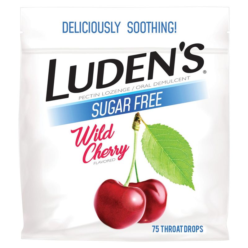 Luden's Sugar Free Wild Cherry Flavored Throat Drops, 75 count