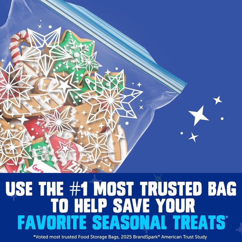 Ziploc Brand Freezer Quart Seal Top Bags Holiday Edition, 38 count