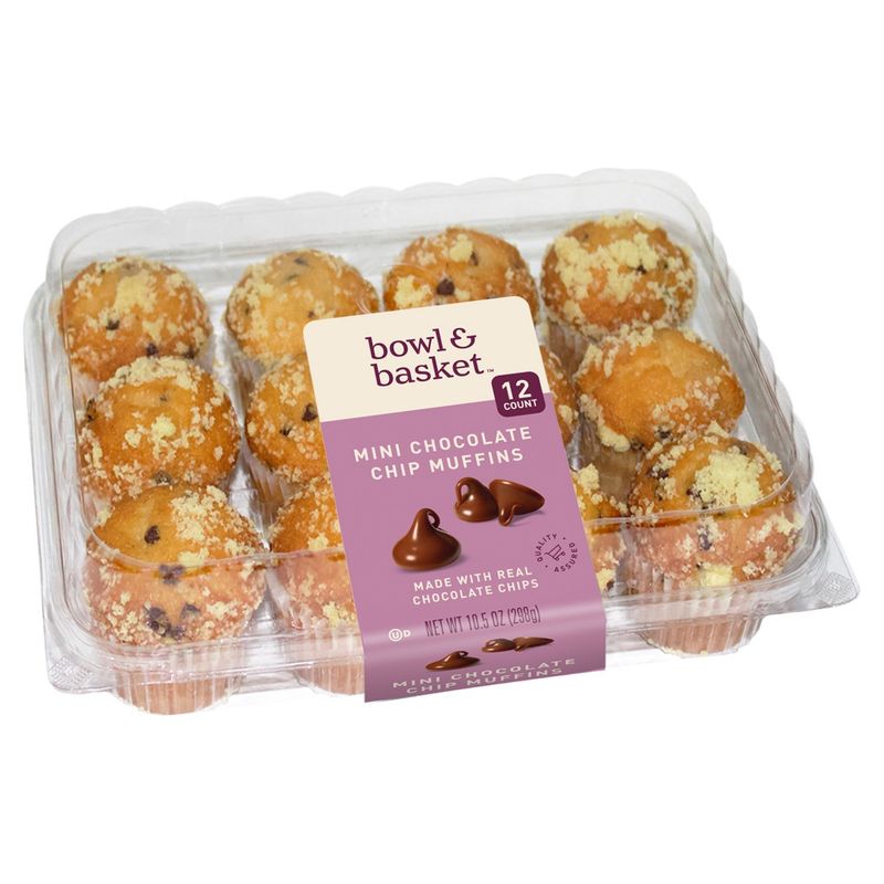 Bowl &amp; Basket Mini Chocolate Chip Muffins, 12 count, 10.5 oz