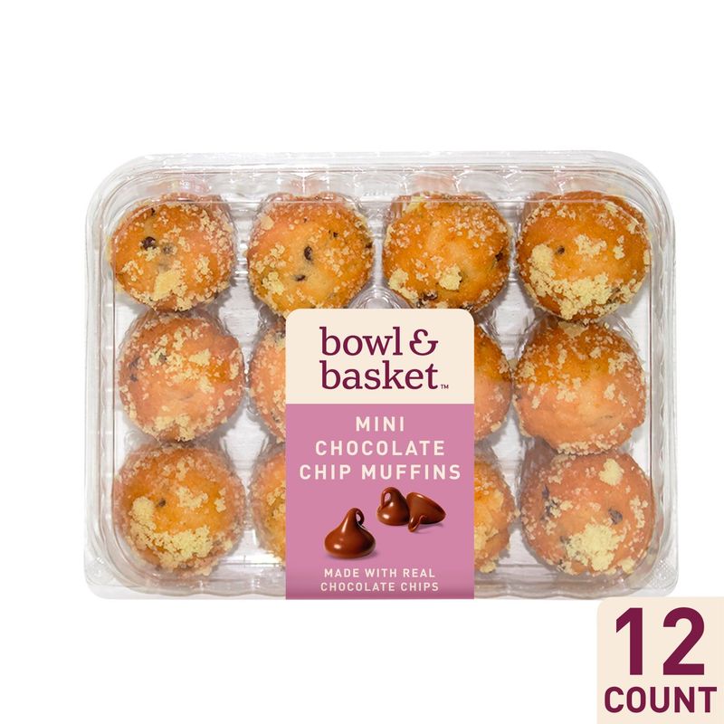 Bowl &amp; Basket Mini Chocolate Chip Muffins, 12 count, 10.5 oz