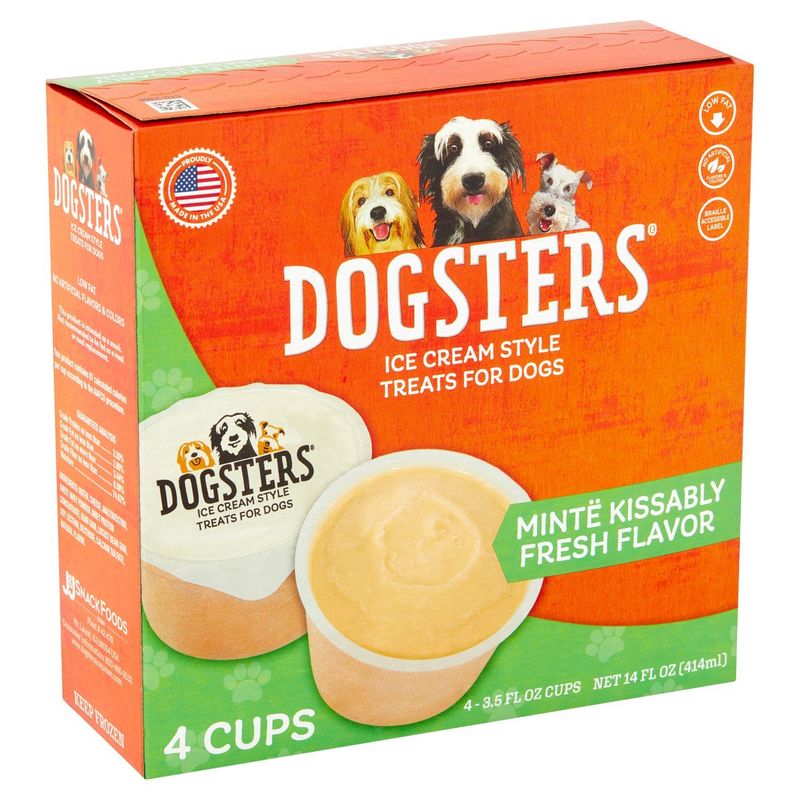 Dogsters Mintë Kissably Fresh Flavor Ice Cream Style Treats for Dogs, 3.5 fl oz, 4 count