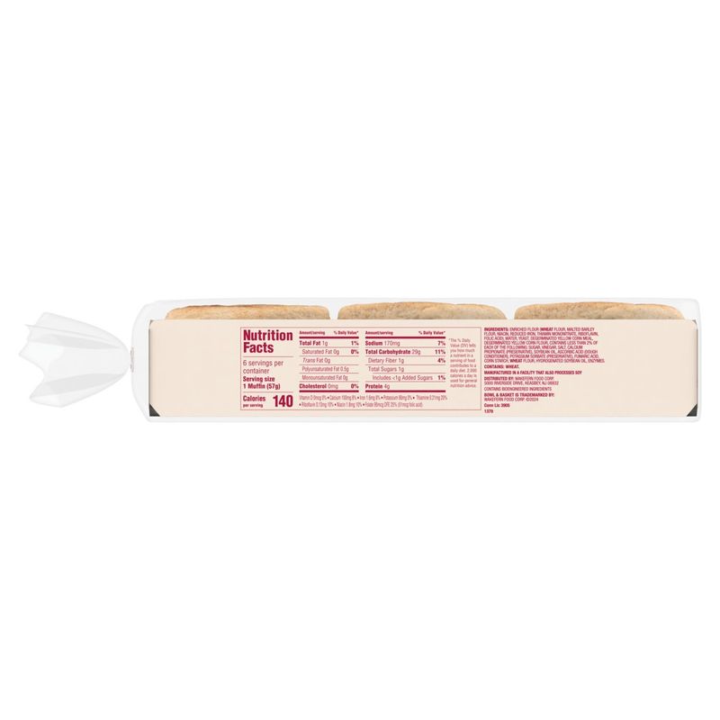 Bowl &amp; Basket Original English Muffins, 6 count, 12 oz