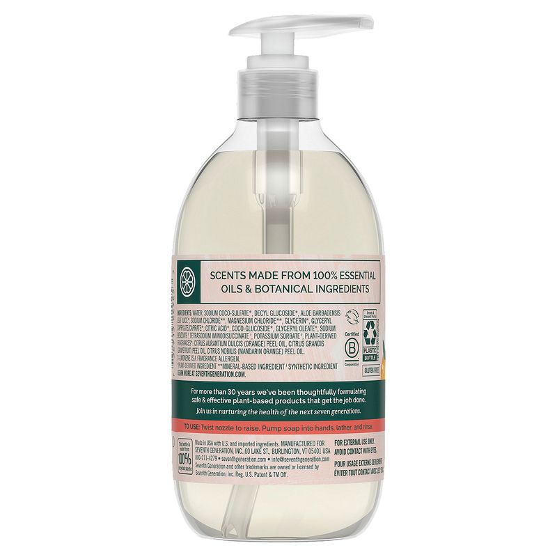 Seventh Generation Mandarin Orange &amp; Grapefruit Scent Hand Wash, 12 fl oz liq