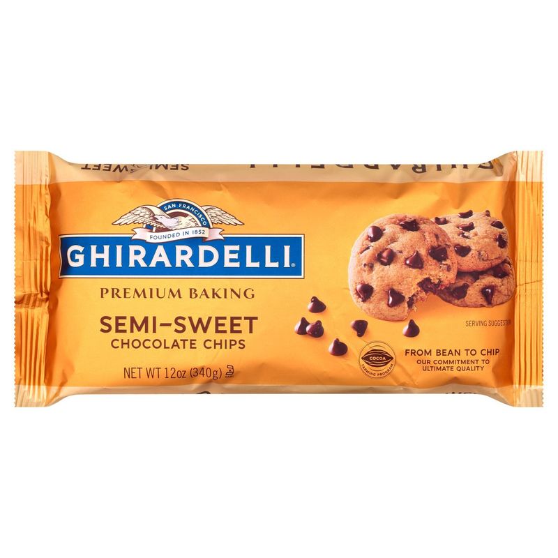GHIRARDELLI Semi-Sweet Chocolate Premium Baking Chips, Chocolate Chips for Baking, 12 OZ Bag
