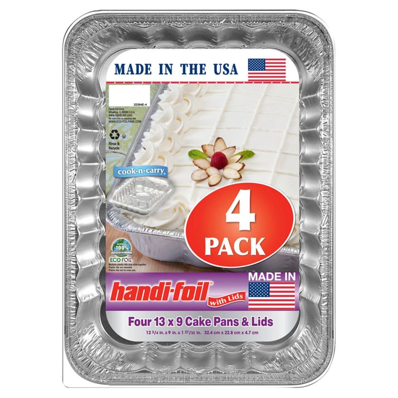 Handi Foil 13x9 Cake Pans &amp; Lids, 4 Count