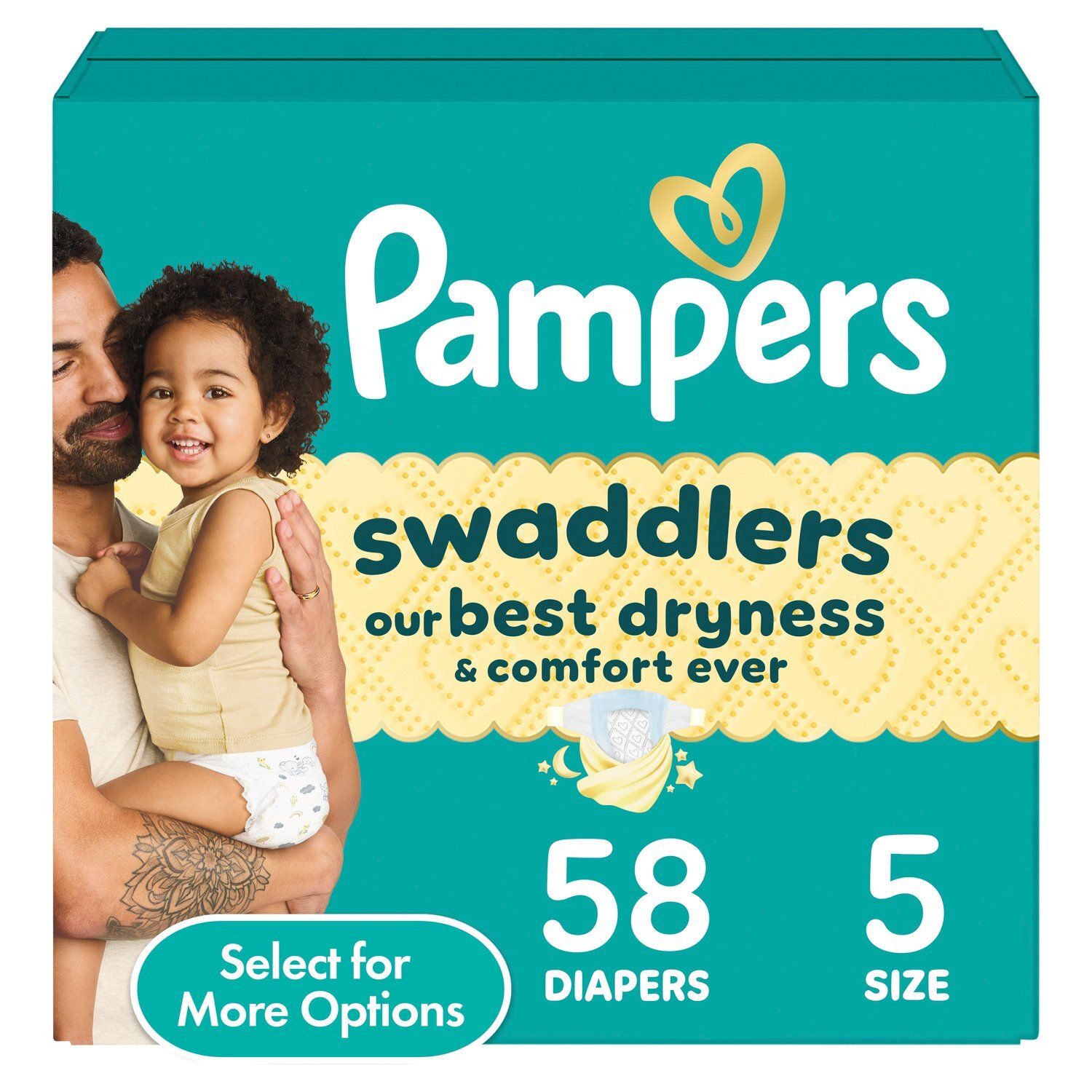 Pampers Swaddlers Diapers, Size 5, 20-37 lbs, 58 count