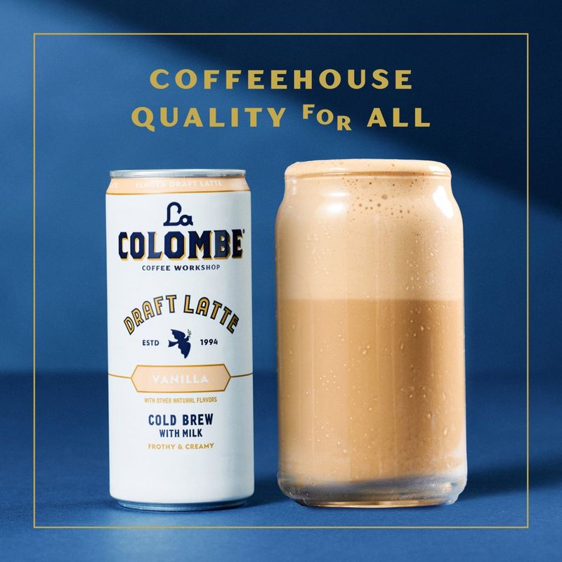 La Colombe Coffee Workshop Vanilla Cold Brew with Milk Frothy &amp; Creamy Draft Latte, 9 fl oz, 4 count