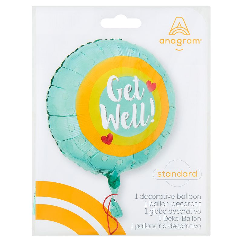 Get Well Standard Round Decorative Balloon, 17 in, 1 count
