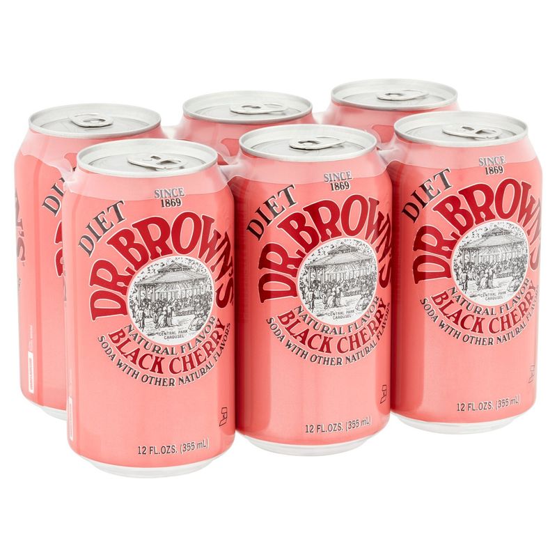 Dr. Brown's Black Cherry Diet Soda, 12 fl oz, 6 count