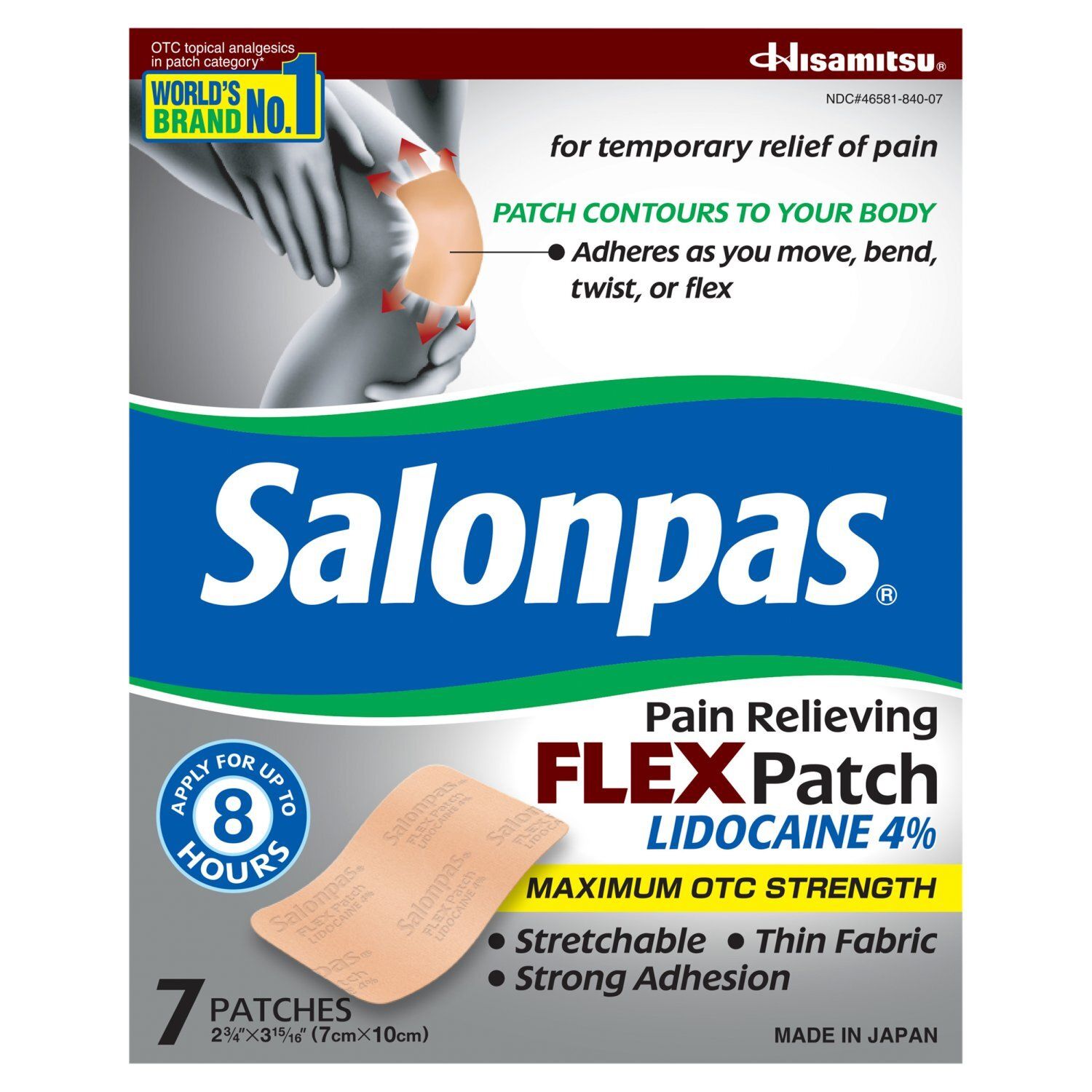 Hisamitsu Salonpas Maximum OTC Strength Pain Relieving Flex Patch, 7 count