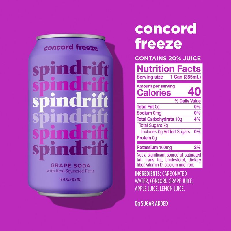 Spindrift Concord Freeze Grape Soda, 355 ml