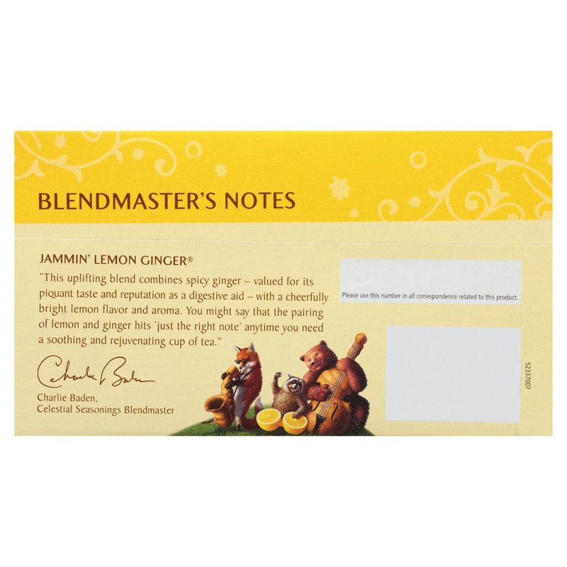 Celestial Seasonings® Jammin' Lemon Ginger® Caffeine Free Herbal Tea Bags 20 ct