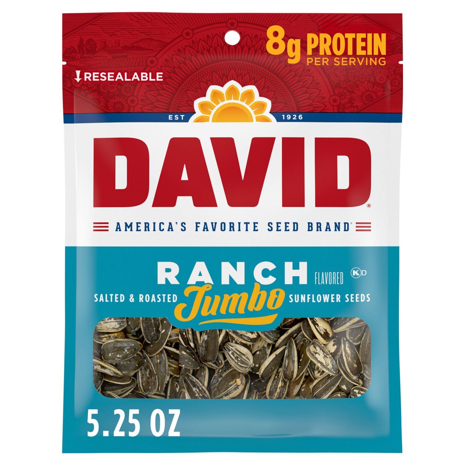 David Ranch Flavored Salted &amp; Roasted Jumbo Sunflower Seeds, 5.25 oz