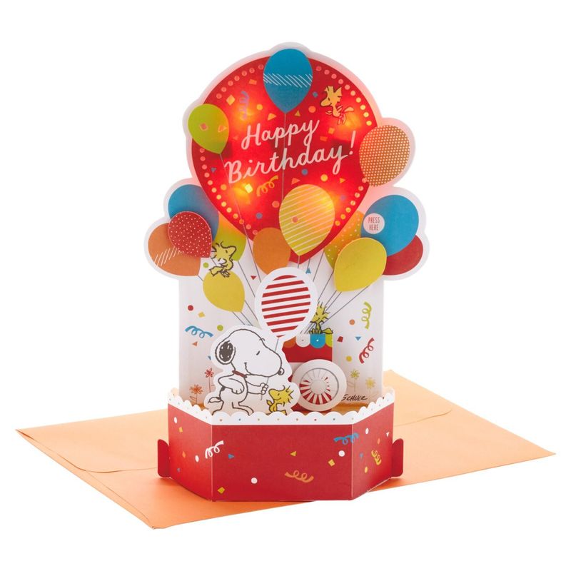 Hallmark Paper Wonder Peanuts Pop Up Birthday Card with Music (Snoopy, Birthday Balloons)
