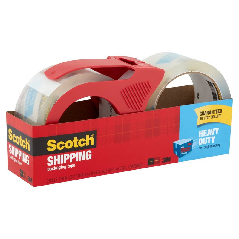 Scotch® Heavy Duty Shipping Packaging Tape, 1.88 in x 38.2 yd, 2 Pack