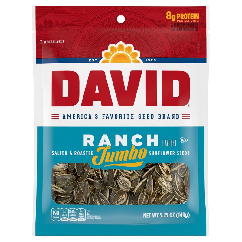David Ranch Flavored Salted &amp; Roasted Jumbo Sunflower Seeds, 5.25 oz