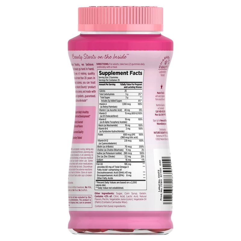 Nature's Bounty Optimal Solutions Essential Prenatal Gummies Dietary Supplement, 50 count