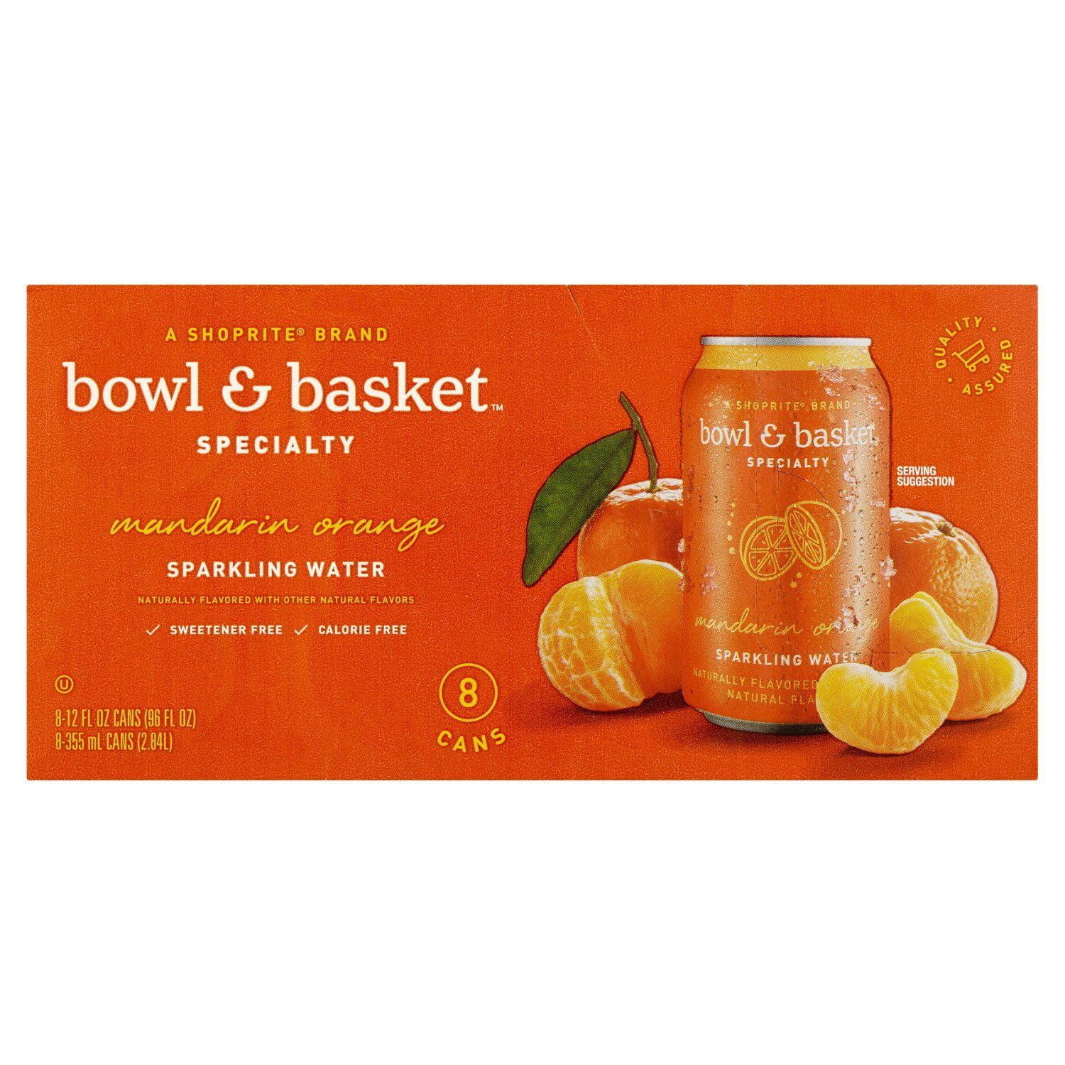 Bowl &amp; Basket Specialty Mandarin Orange Sparkling Water, 12 fl oz, 8 count