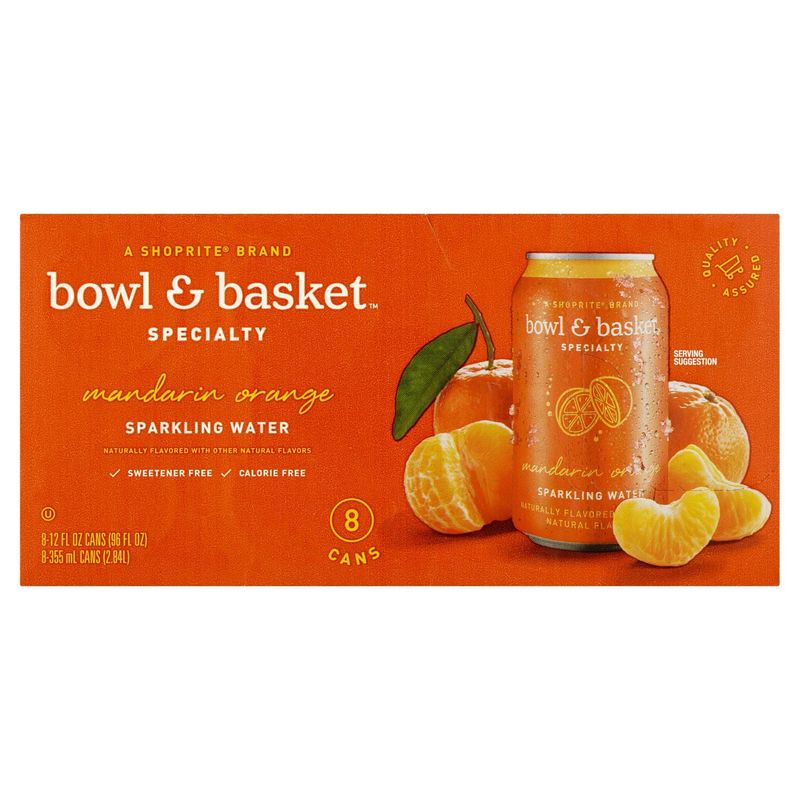 Bowl &amp; Basket Specialty Mandarin Orange Sparkling Water, 12 fl oz, 8 count