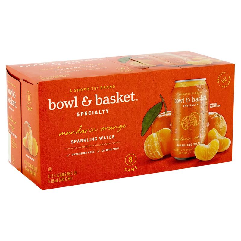 Bowl &amp; Basket Specialty Mandarin Orange Sparkling Water, 12 fl oz, 8 count