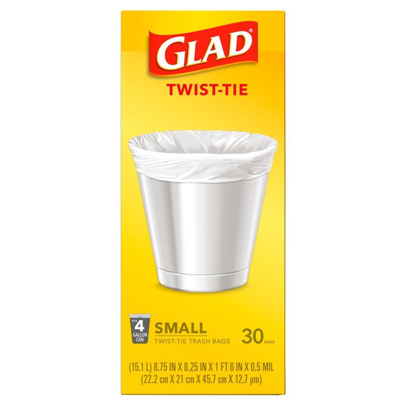Glad Small Twist-Tie Trash Bags, 30 count